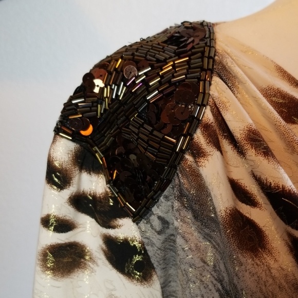 Cache Leopard Print Black Silver Dress - Picture 3 of 4